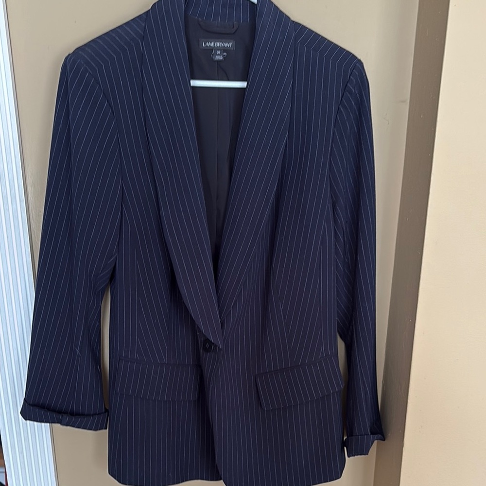 Lane Bryant Blue Pinstripe Blazer